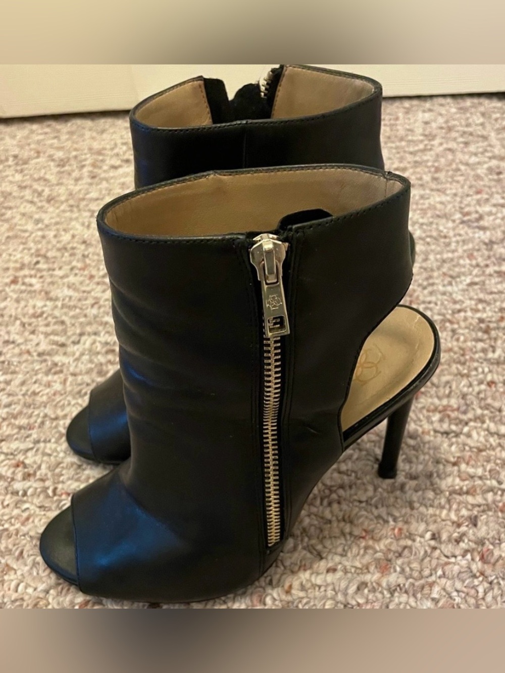Ann Taylor Black Peep-Toe Stiletto Ankle Boots - Women's